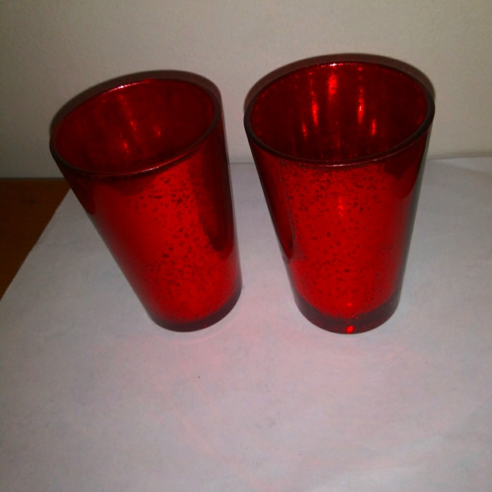 2 RED candle holders